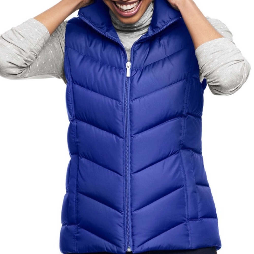 Lands End purple down feather puffer vest